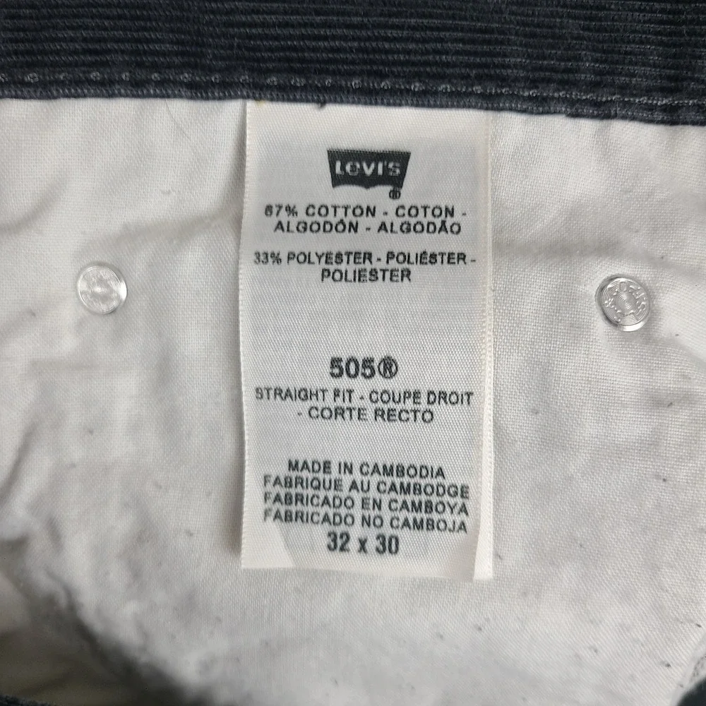 Levi's‎ 505 Pants Mens 32x30 Dark Gray Straight Fit Corduroy Chino Khakis